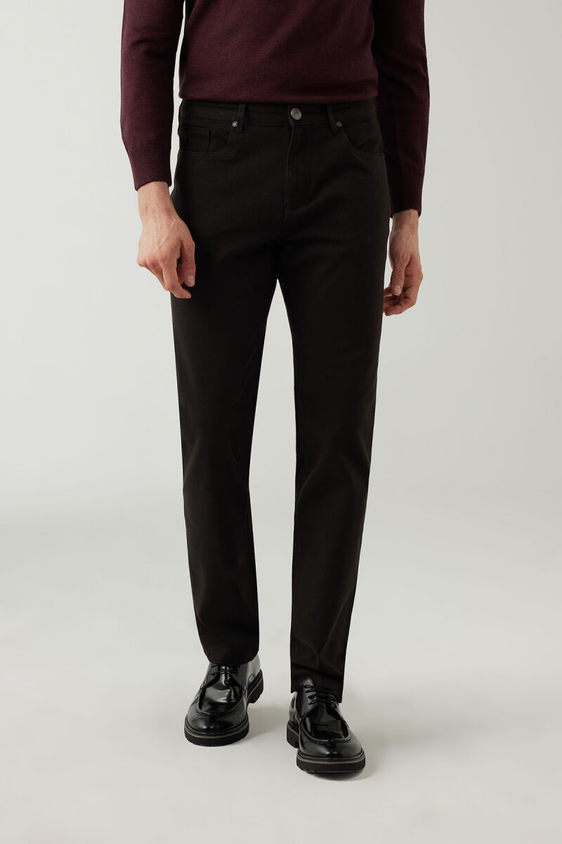 Erkek Siyah Regular Fit Üst Cep Kanvas Pantolon - 1