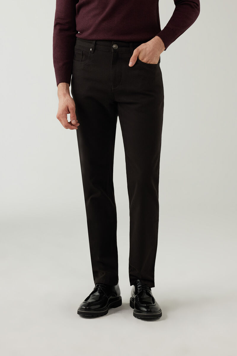 Erkek Siyah Regular Fit Üst Cep Kanvas Pantolon - 2