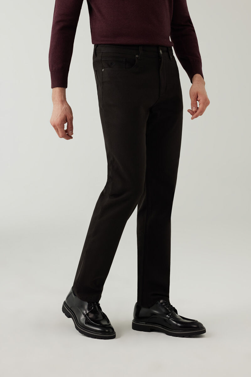 Erkek Siyah Regular Fit Üst Cep Kanvas Pantolon - 4