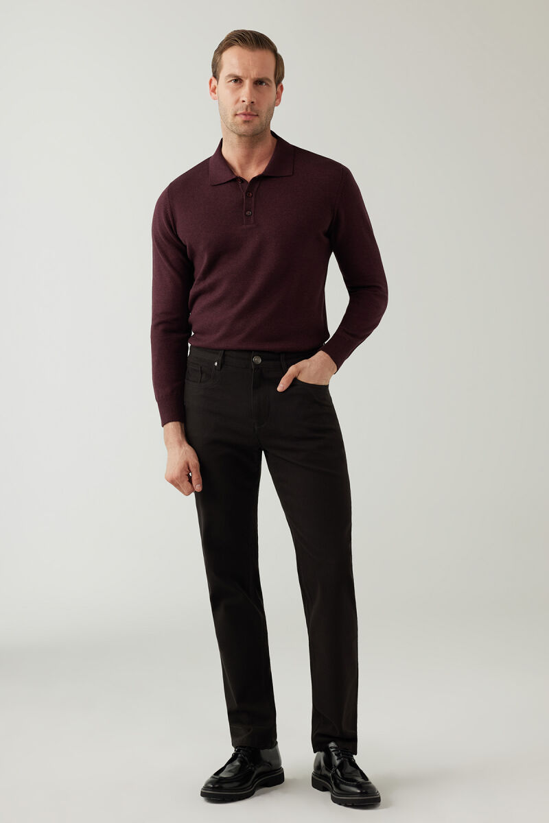 Erkek Siyah Regular Fit Üst Cep Kanvas Pantolon - 5