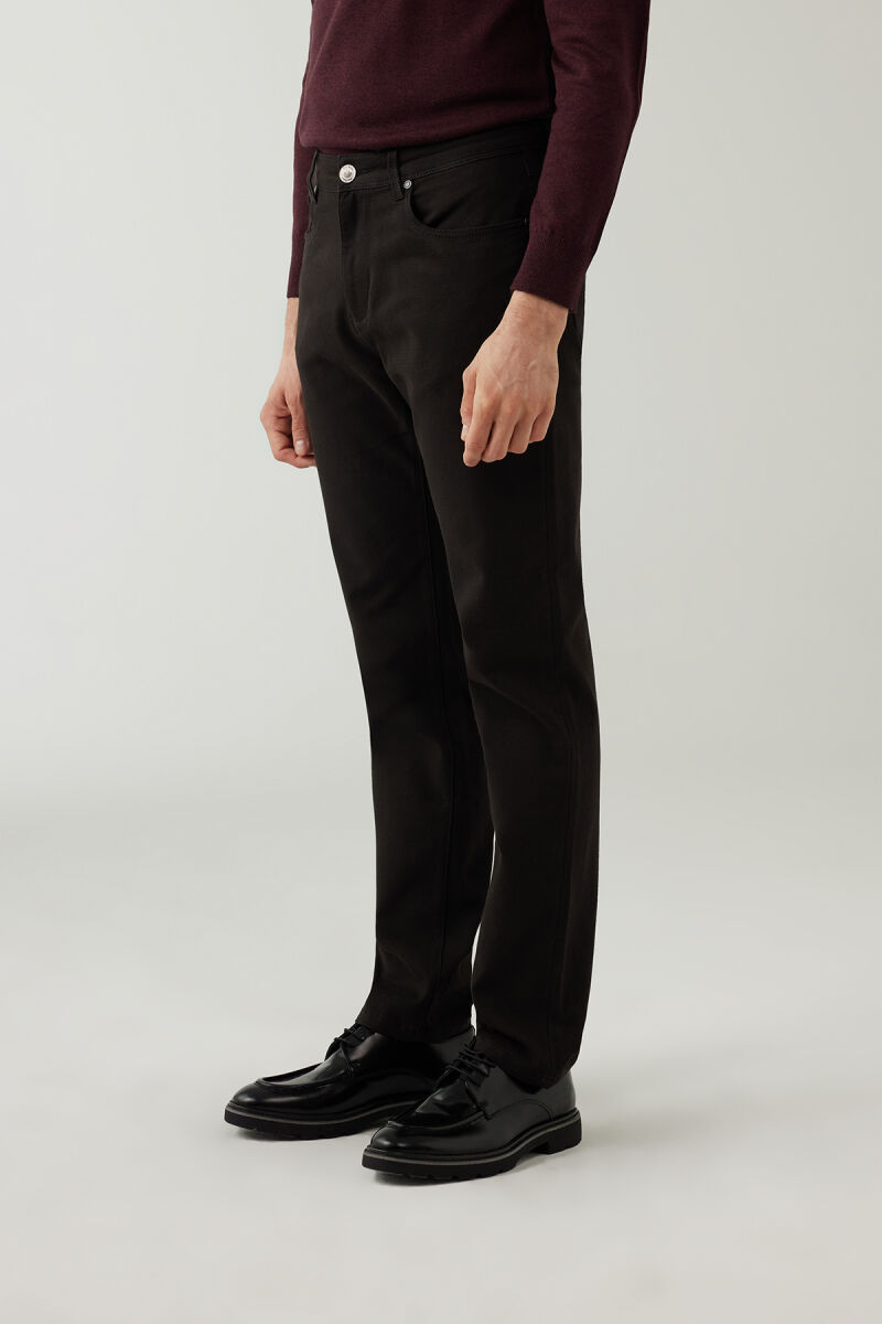 Erkek Siyah Regular Fit Üst Cep Kanvas Pantolon - 6