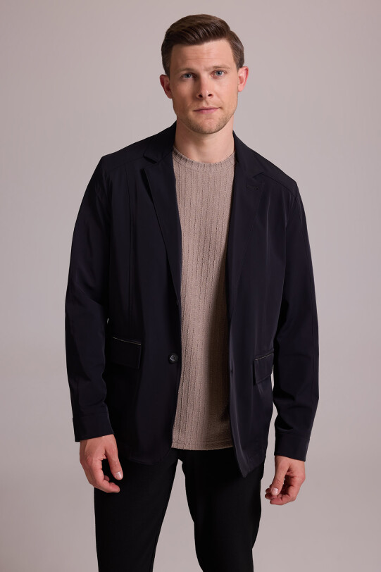 Erkek Siyah Regular Fit Yazlık Ceket Mont