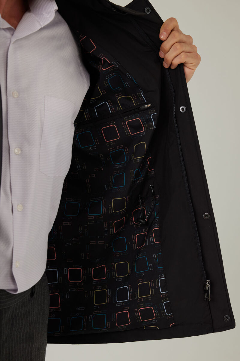 Erkek Siyah Regular Fit Yazlık Spor Kapüşonlu Mont - 7