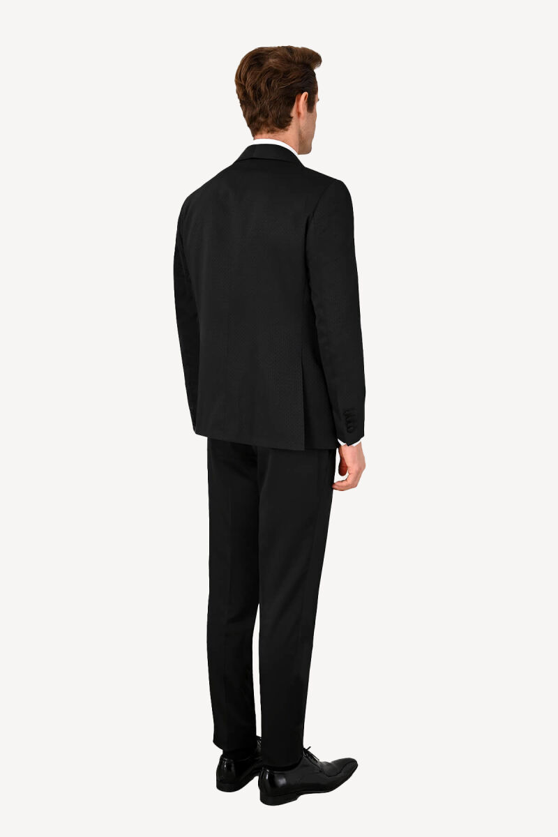 Erkek Siyah Slim Fit Çıkma Şalyaka Damatlık - 5