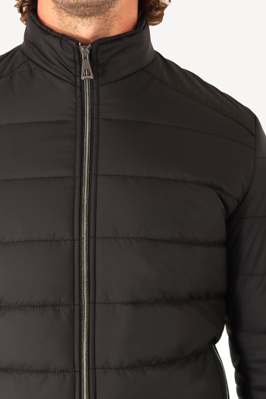 Erkek Siyah Slim Fit Kaban