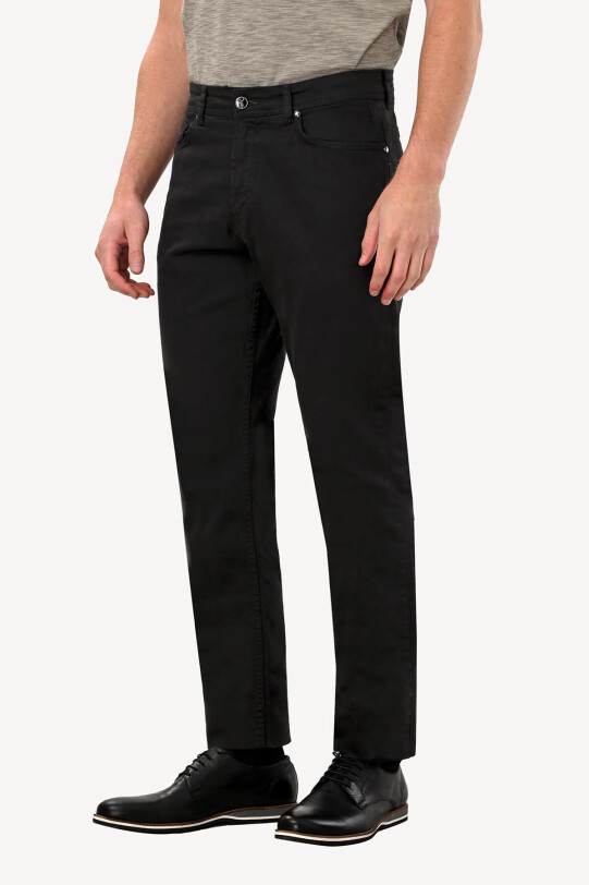 Erkek Siyah Slim Fit Kanvas Pantolon