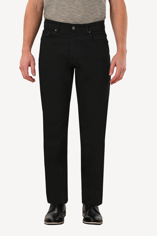 Erkek Siyah Slim Fit Kanvas Pantolon