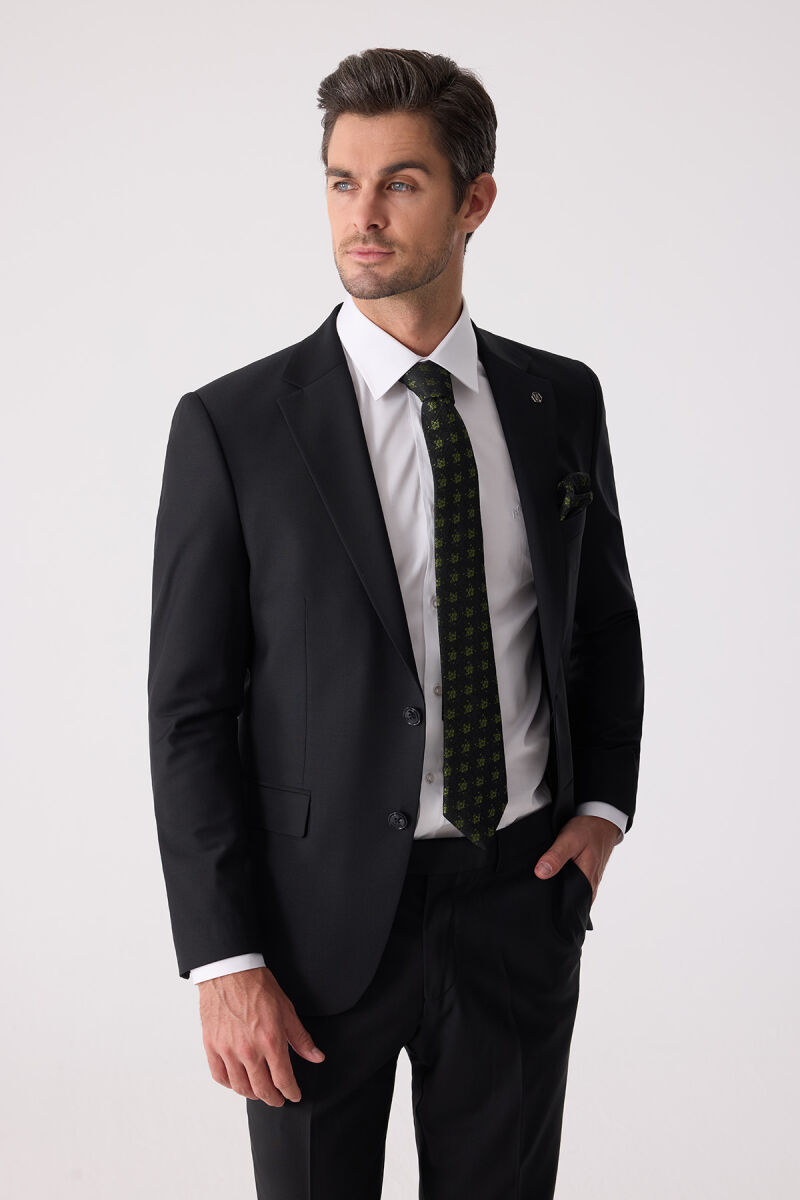 Erkek Siyah Slim Fit Takım Elbise - 2