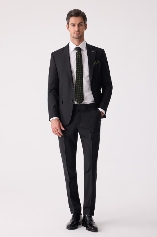 Erkek Siyah Slim Fit Takım Elbise