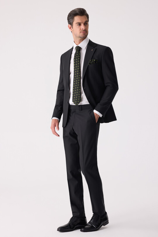 Erkek Siyah Slim Fit Takım Elbise