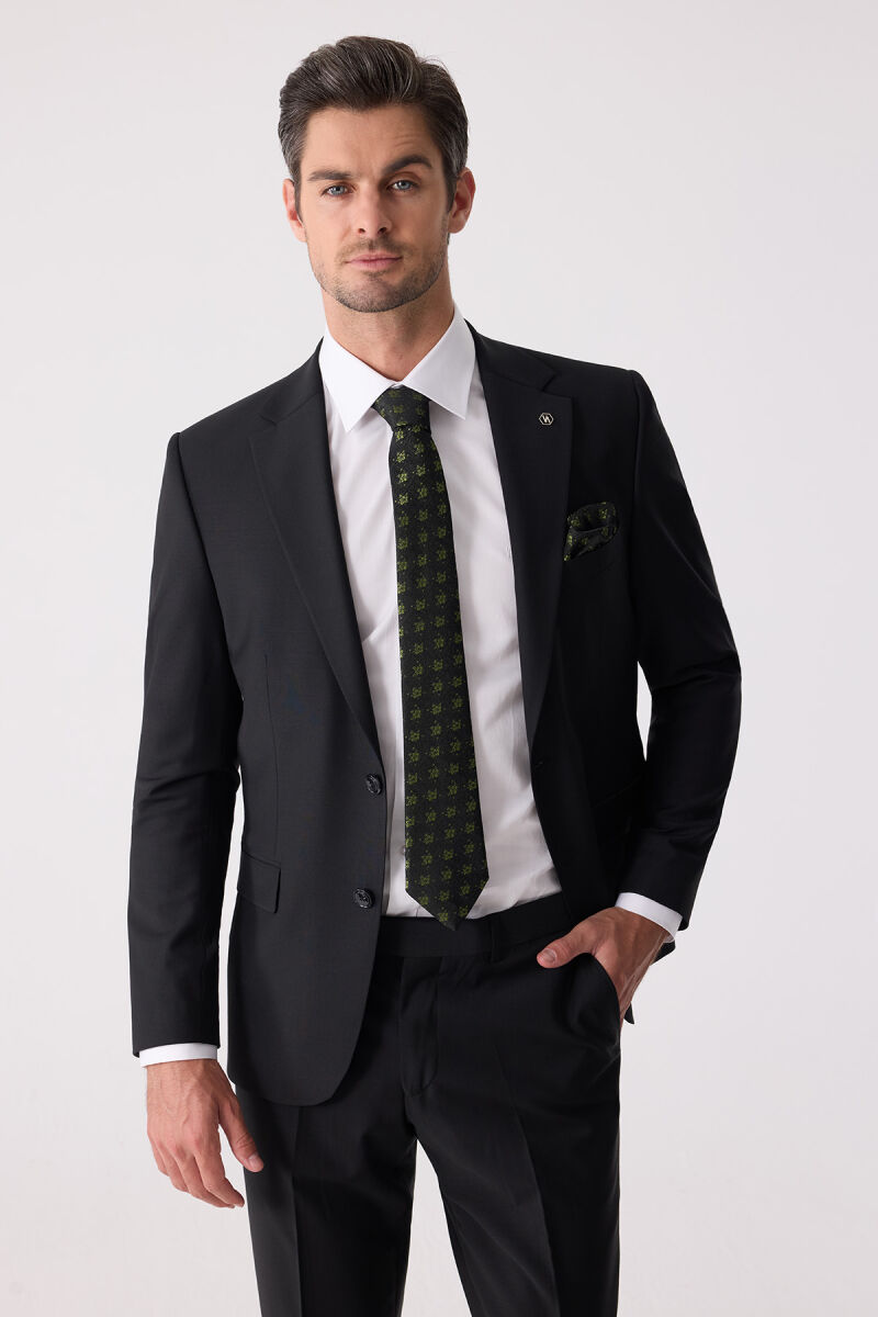 Erkek Siyah Slim Fit Takım Elbise - 6