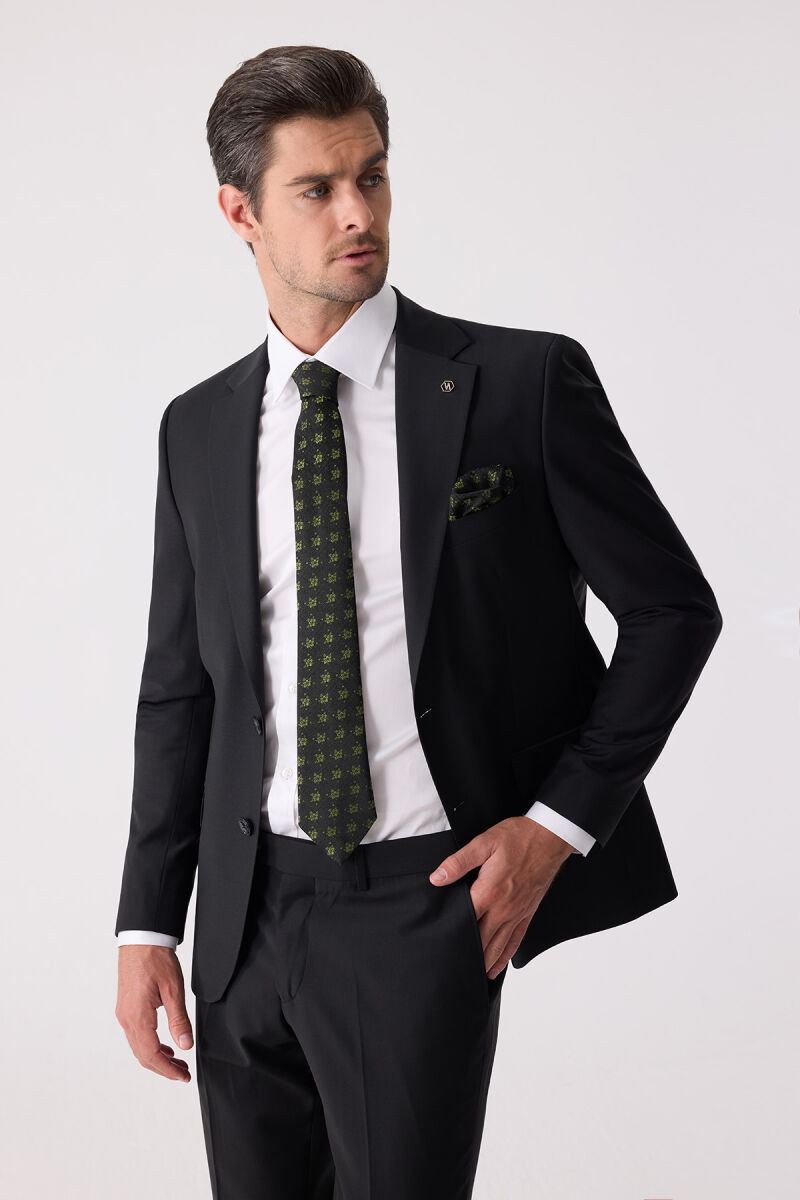 Erkek Siyah Slim Fit Takım Elbise - 8
