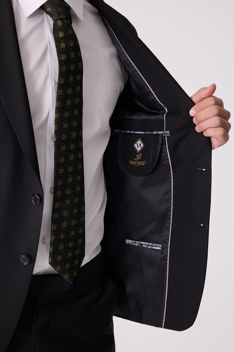 Erkek Siyah Slim Fit Takım Elbise - 9