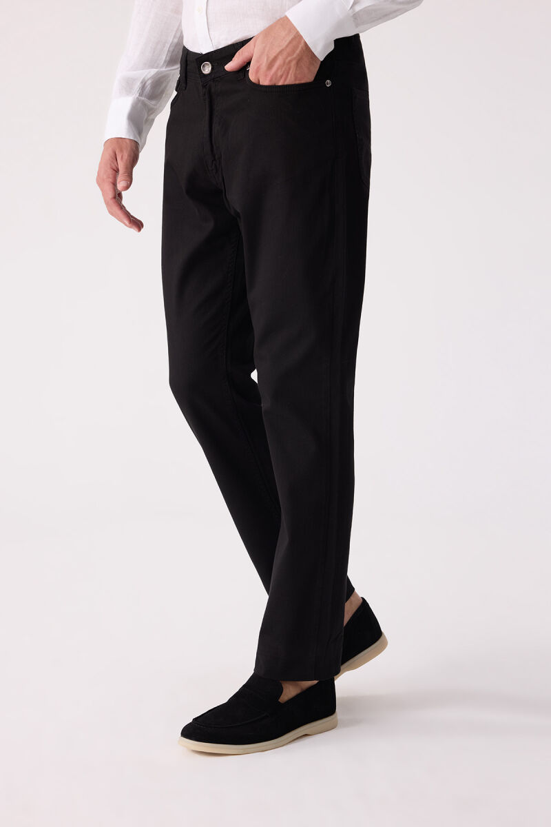 Erkek Siyah Slim Fit Üst Cep Kanvas Pantolon - 3