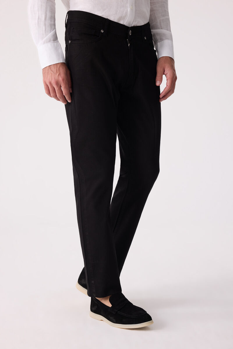 Erkek Siyah Slim Fit Üst Cep Kanvas Pantolon - 5
