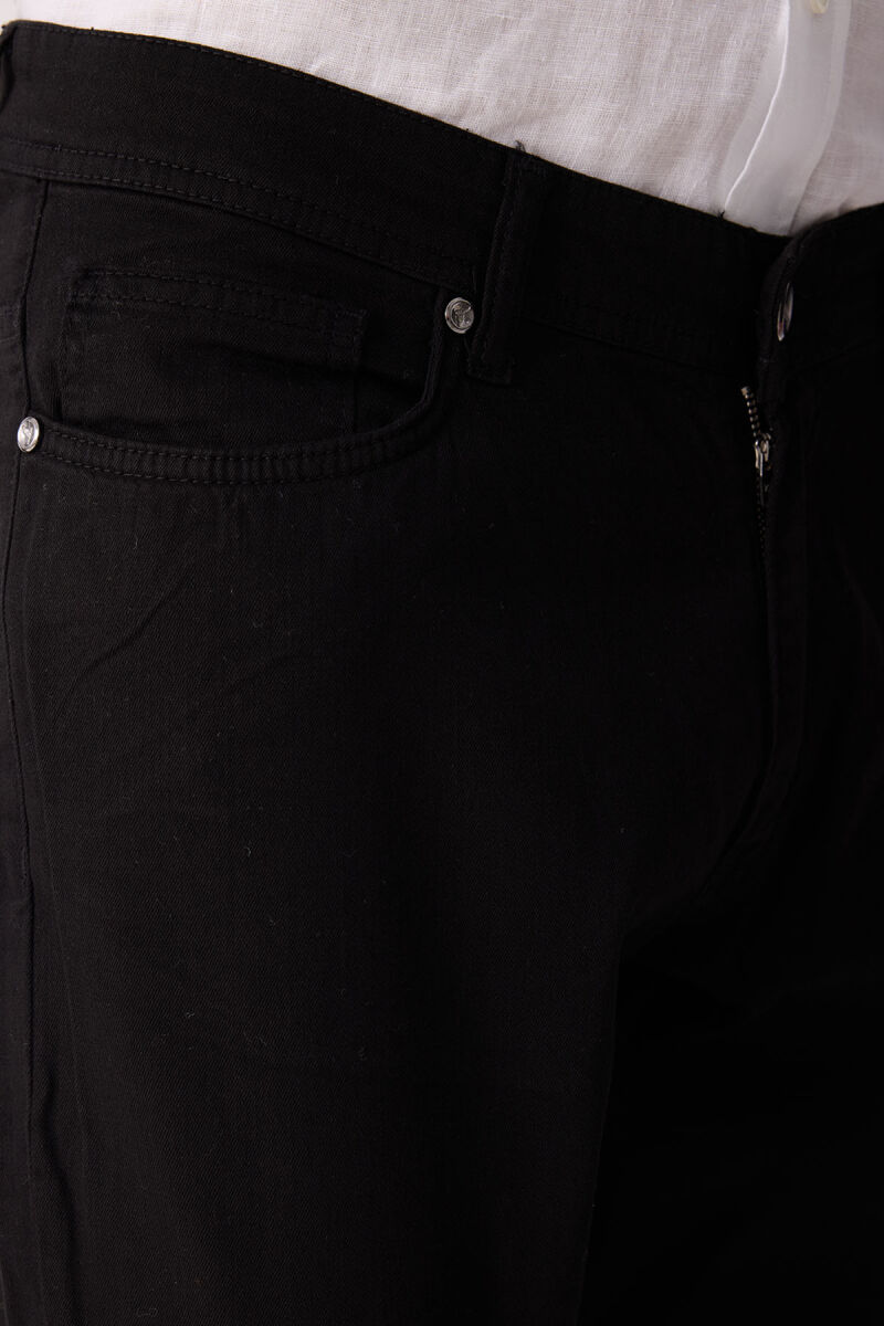 Erkek Siyah Slim Fit Üst Cep Kanvas Pantolon - 7