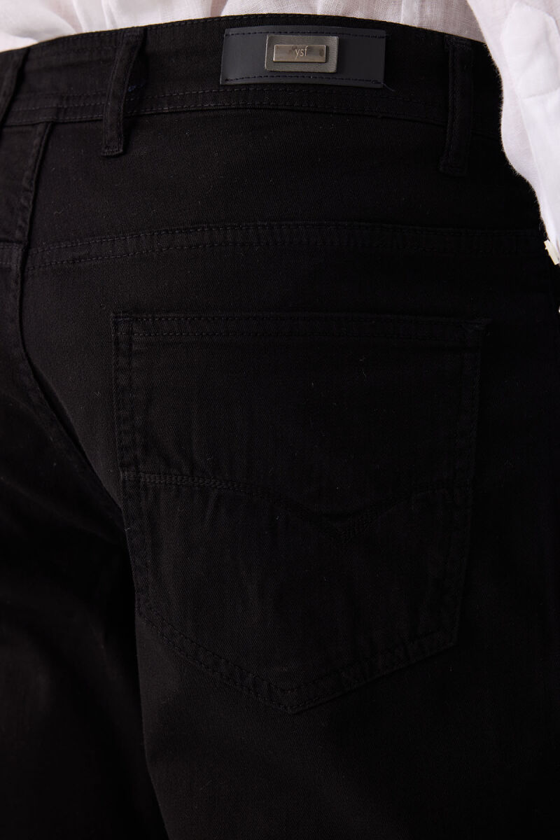 Erkek Siyah Slim Fit Üst Cep Kanvas Pantolon - 8