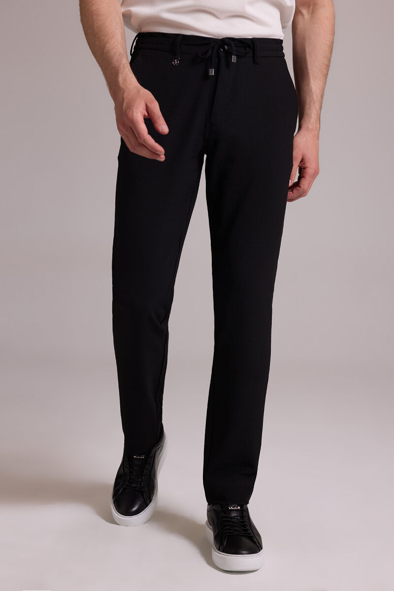 Erkek Siyah Slim Fit Yan Cepli Jogger Pantolon - 4