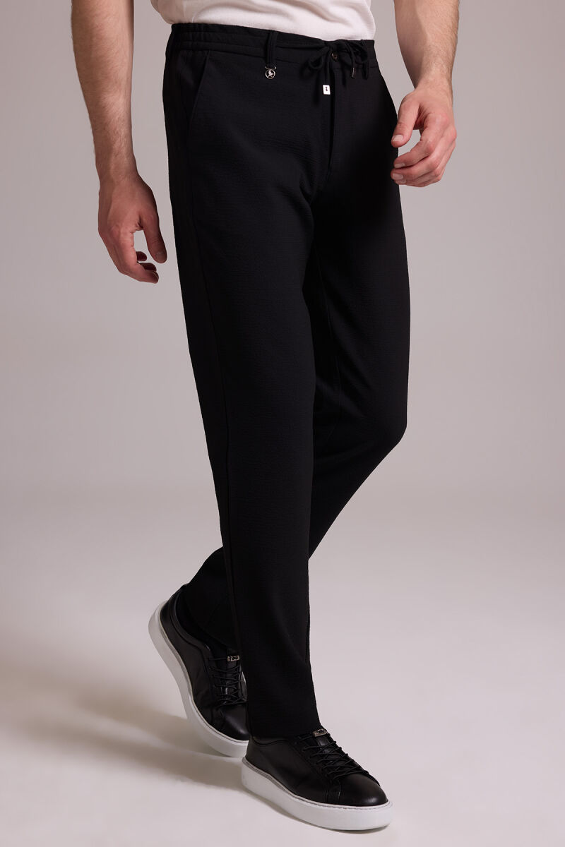 Erkek Siyah Slim Fit Yan Cepli Jogger Pantolon - 6
