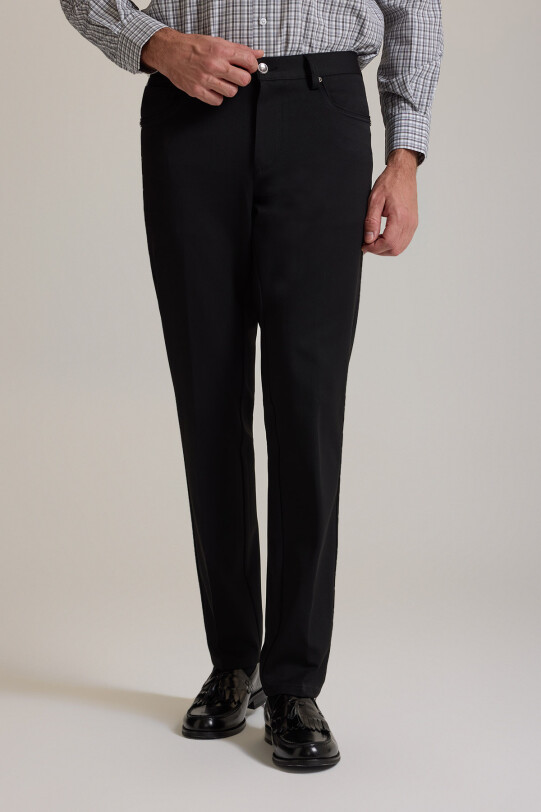 Erkek Siyah Slim Fit Yan Cepli Kanvas Pantolon