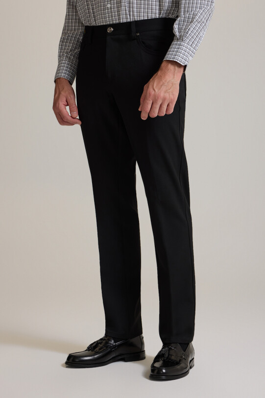 Erkek Siyah Slim Fit Yan Cepli Kanvas Pantolon