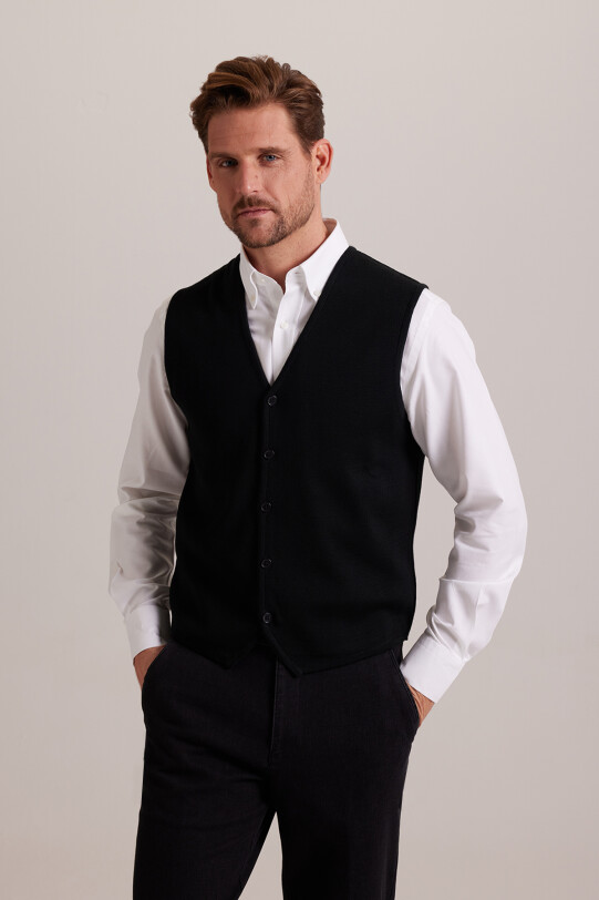 Erkek Siyah Triko Yelek