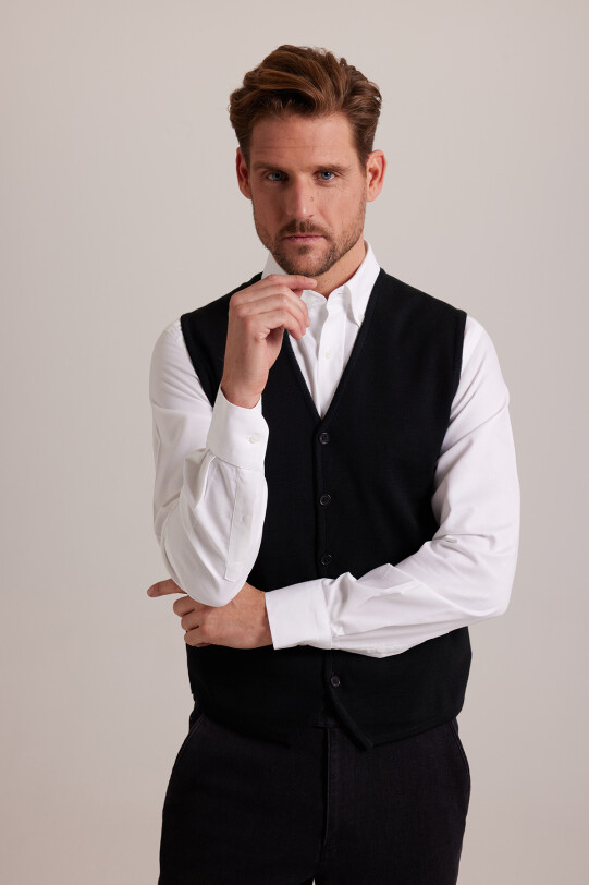 Erkek Siyah Triko Yelek