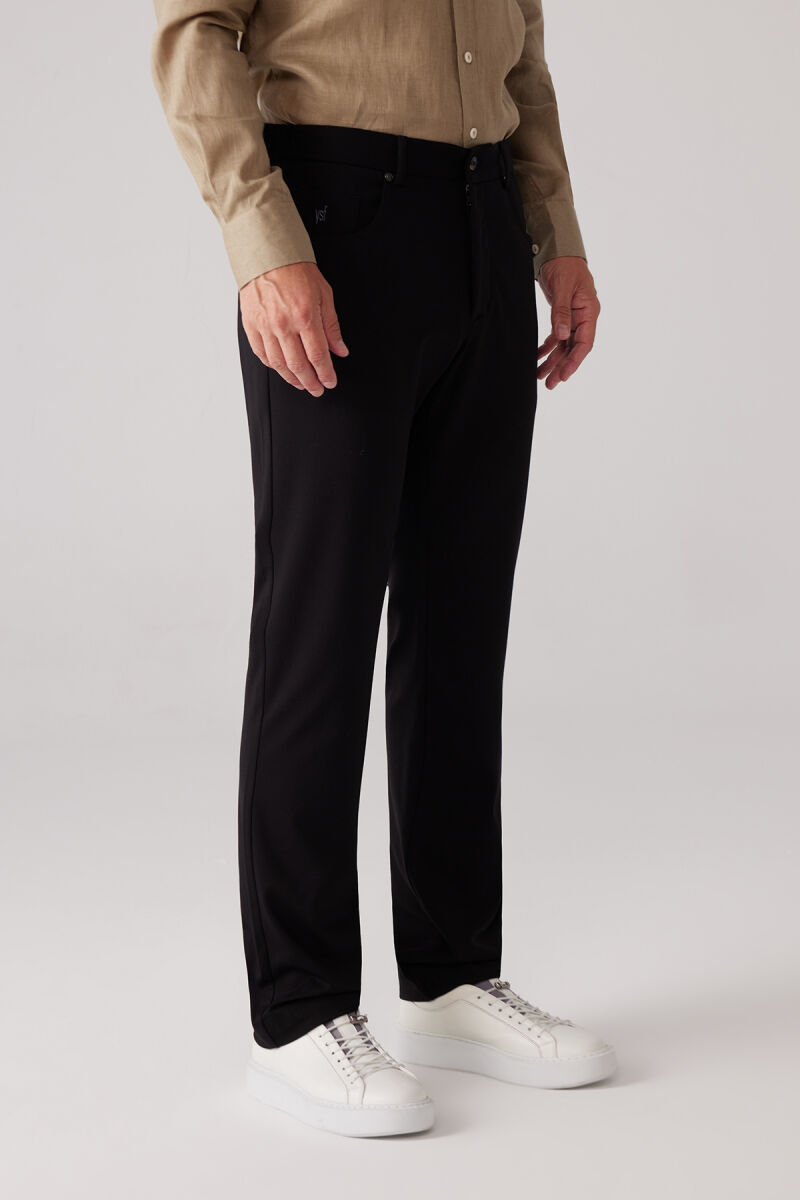 Erkek Siyah Ultra Esnek Rayon Karışımlı Kanvas Pantolon - 3