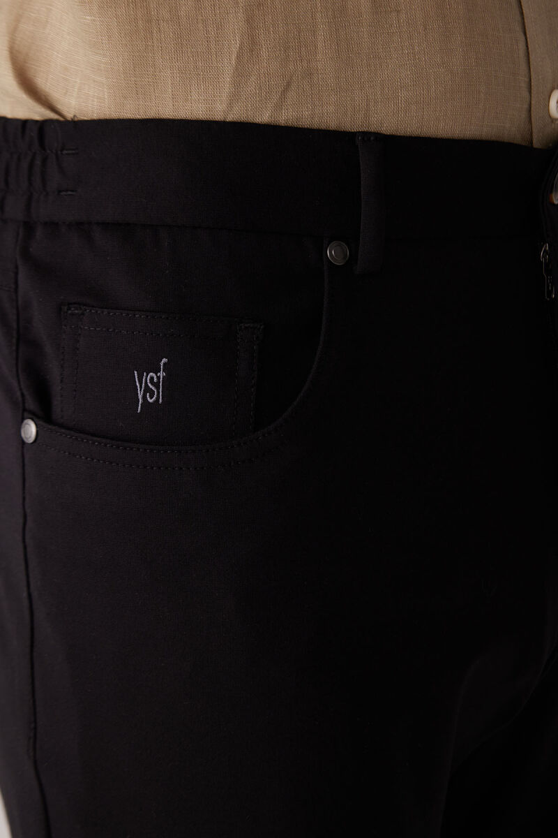Erkek Siyah Ultra Esnek Rayon Karışımlı Kanvas Pantolon - 7