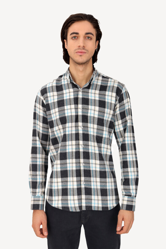 Erkek Siyah Uzun Kol Klasik Kareli Gömlek