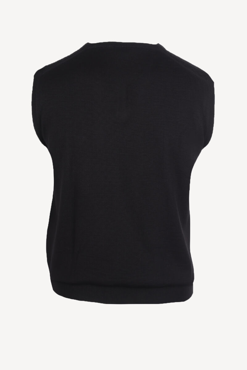 Erkek Siyah V Yaka Desenli Klasik Triko Süveter - 2