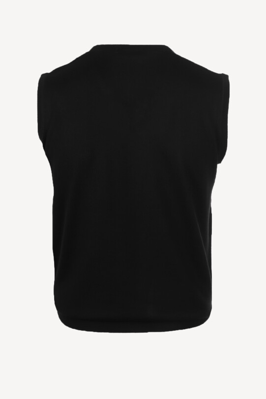 Erkek Siyah V yaka Klasik Triko Süveter