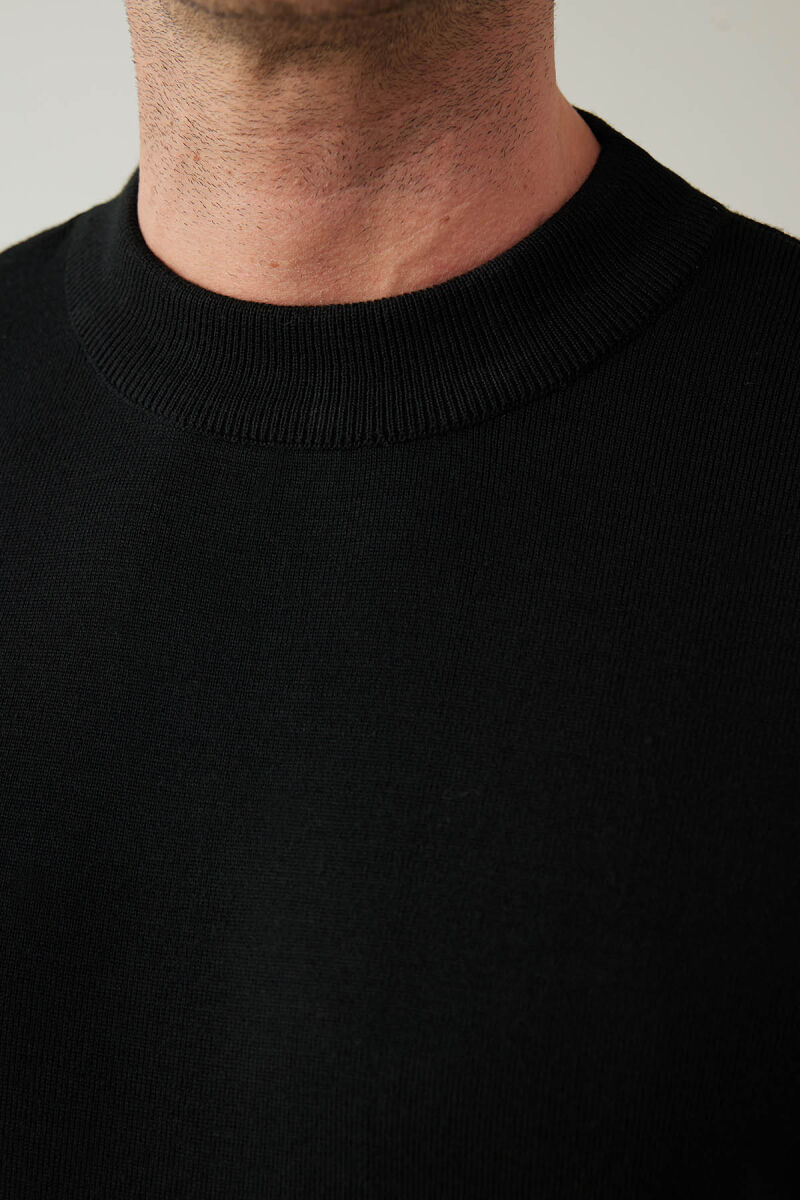 Erkek Siyah Yarım Balıkçı Yaka Yünlü Triko - 7