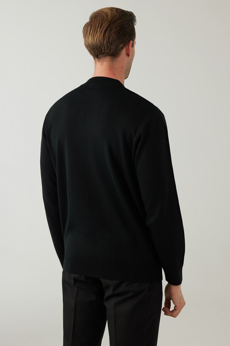 Erkek Siyah Yarım Balıkçı Yaka Yünlü Triko - 8