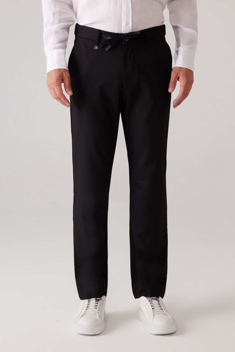 Erkek Siyah Yazlık Jogger Yan Cep Pantolon - 1
