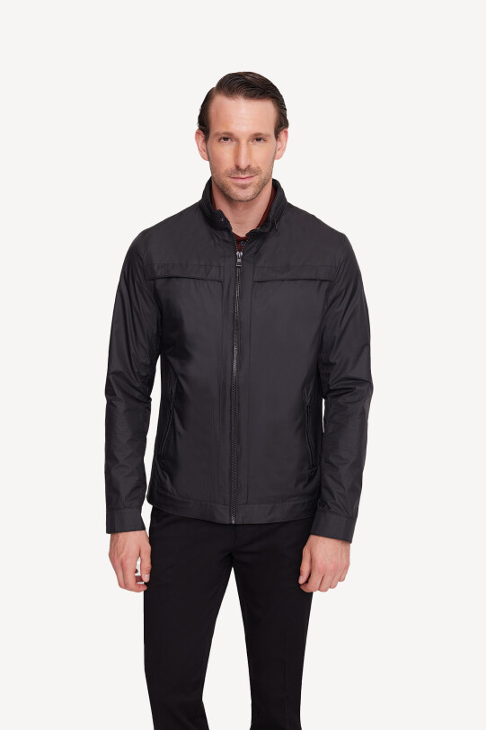 Erkek Siyah Yazlık Spor Mont Kapüşonlu