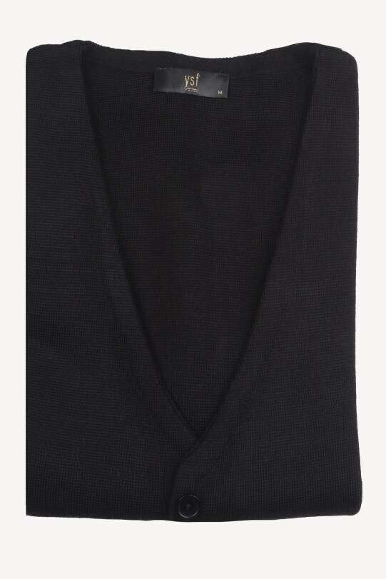 Erkek Siyah Yelek Klasik Triko