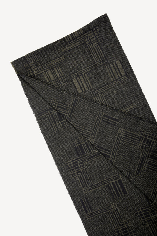 Erkek Siyah Yünlü Desenli Kaşkol - YSF (1)