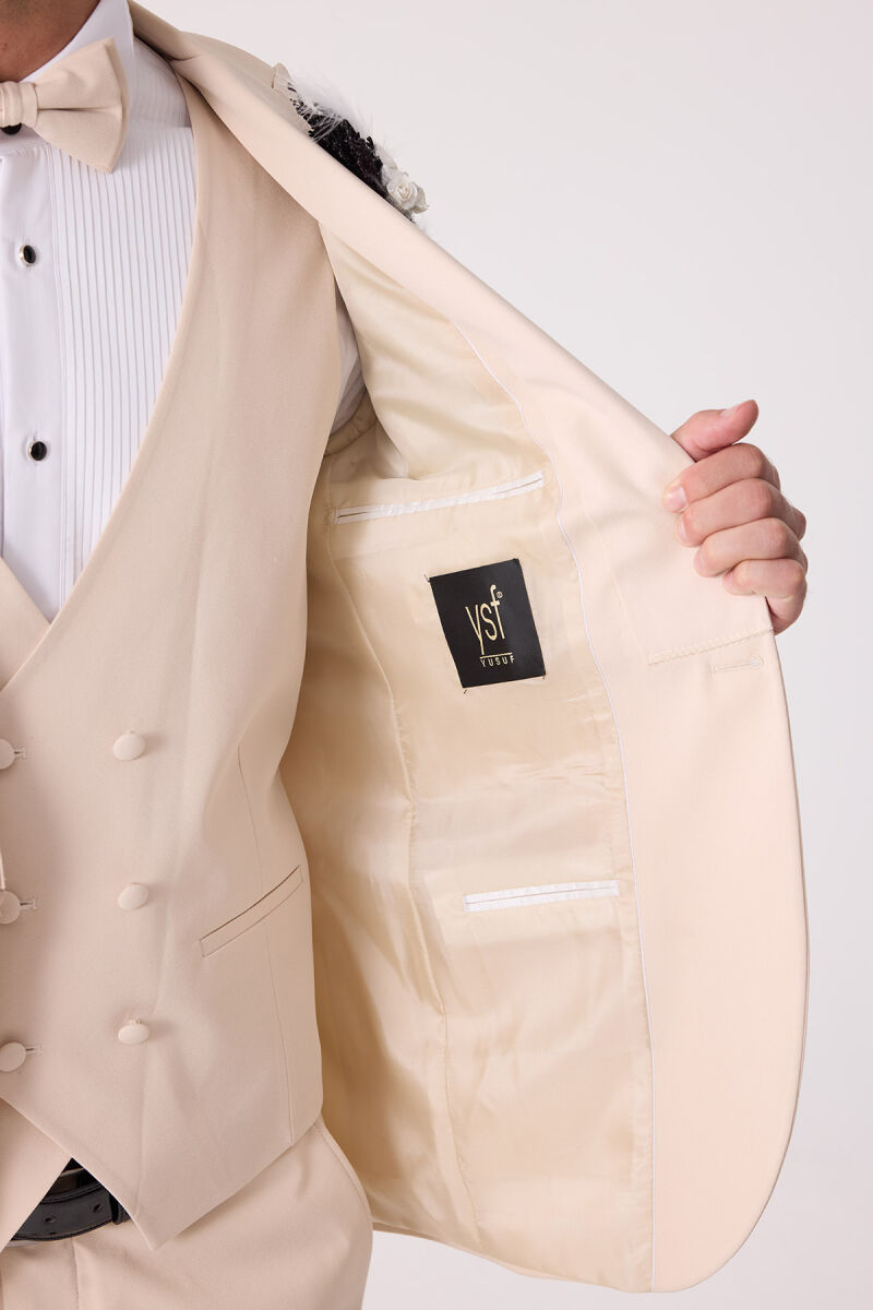 Erkek Slim Fit Sivri Yaka Yelekli Damatlık - 11