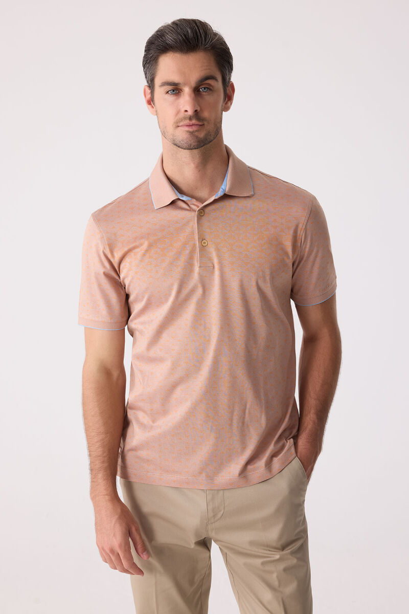 Erkek Somon Polo Yaka %100 Pamuk Tişört - 1