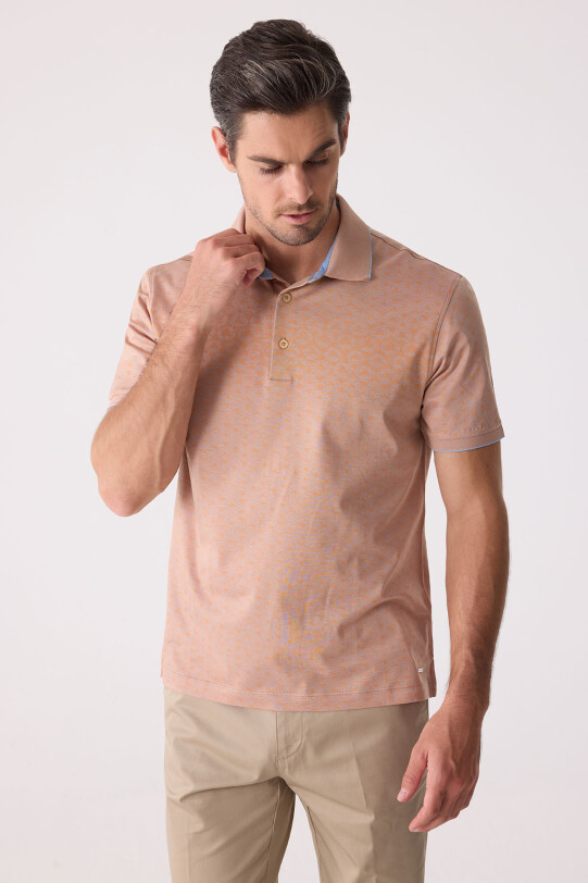 Erkek Somon Polo Yaka %100 Pamuk Tişört