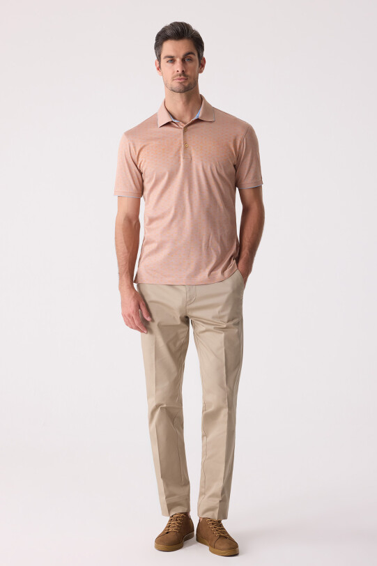 Erkek Somon Polo Yaka %100 Pamuk Tişört