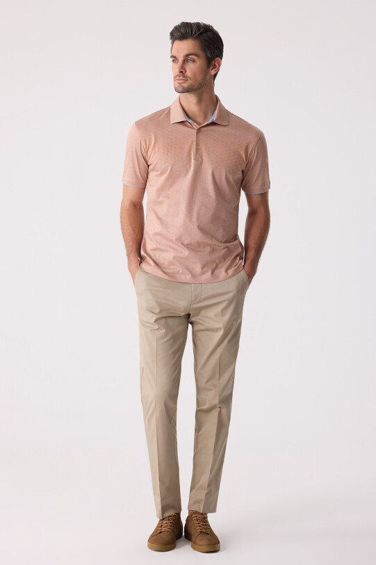 Erkek Somon Polo Yaka %100 Pamuk Tişört