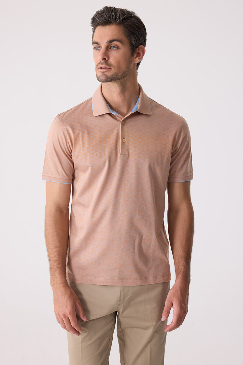 Erkek Somon Polo Yaka %100 Pamuk Tişört - 5