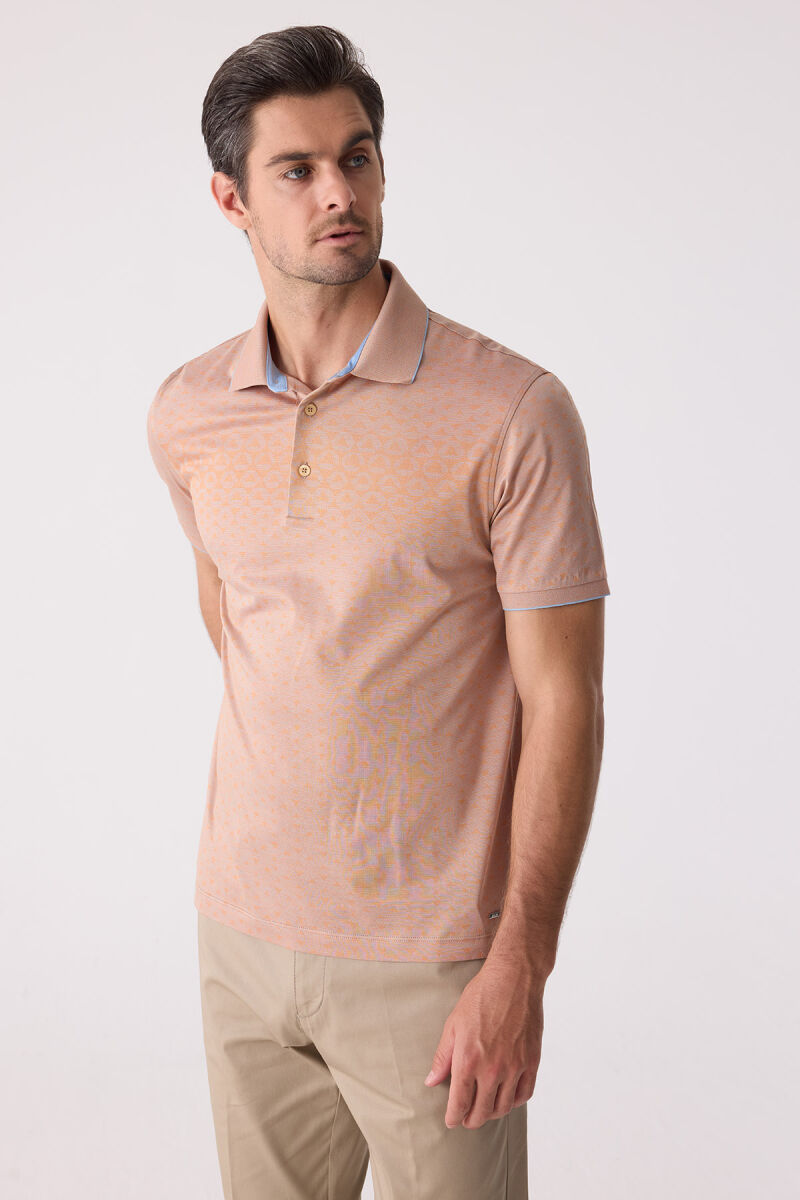 Erkek Somon Polo Yaka %100 Pamuk Tişört - 6