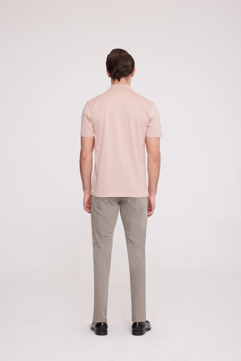 Erkek Somon Polo Yaka Desenli T-Shirt - 3