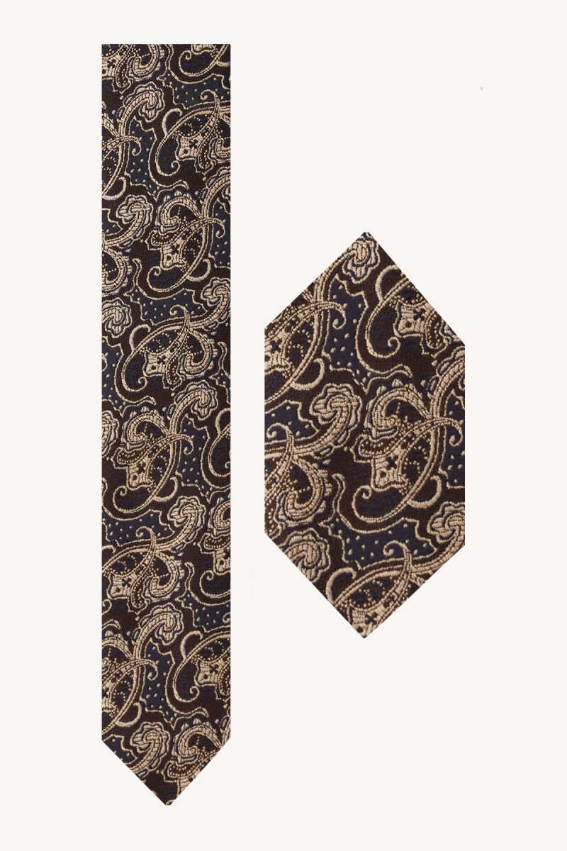 Erkek Taba Desenli Mendilli Set - 1