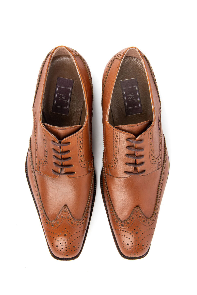 Erkek Taba Klasik Desenli Bağcıklı Ayakkabı - 3