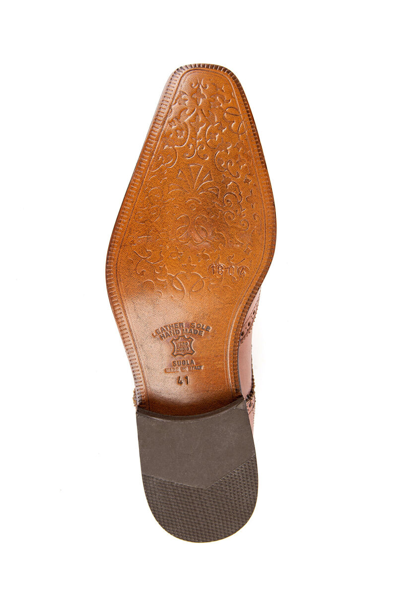 Erkek Taba Klasik Desenli Bağcıklı Ayakkabı - 5