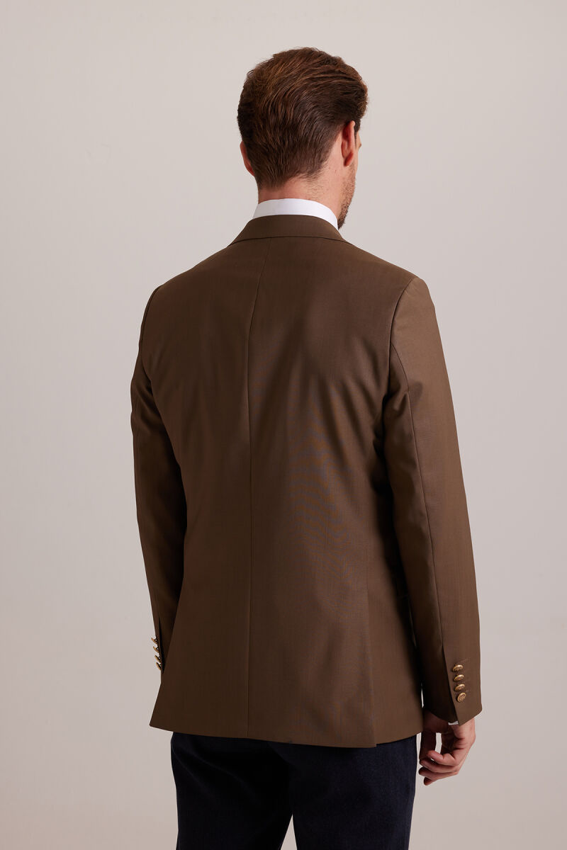 Erkek Taba Regular Fit Mono Yaka Blazer Ceket - 9